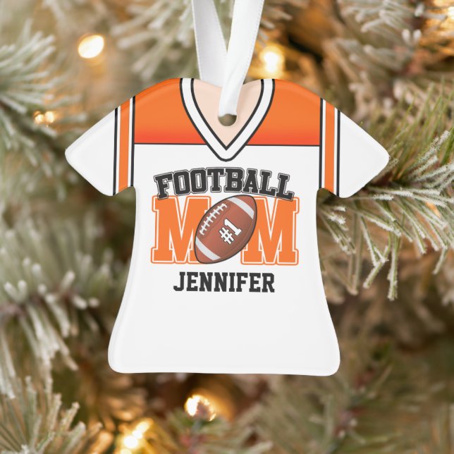 White/Orange/Black Football Mum Jersey Ornament (Tree)