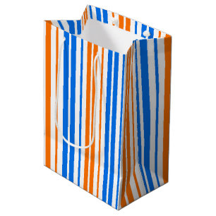 White Orange Blue Vertical Stripes Design Medium Gift Bag