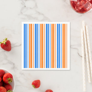 White Orange Blue Vertical Stripes Design Napkin