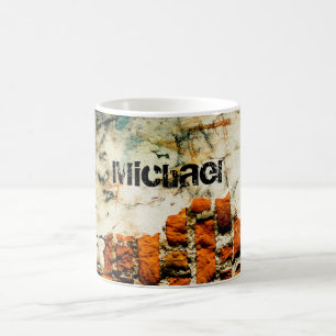 White orange Cool brick wall grafiti Custom name Coffee Mug