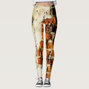White orange Cool old brick wall graffiti Leggings