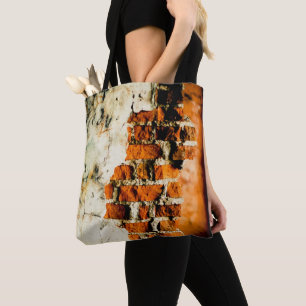 White orange Cool old brick wall graffiti Tote Bag