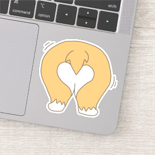 White & Orange Funny Corgi Butt Drawing