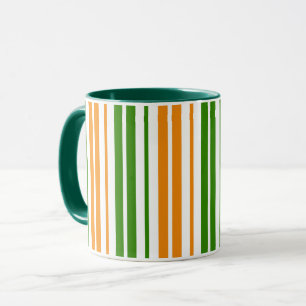 White Orange Green Vertical Stripes Design   Mug