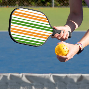 White Orange Green Vertical Stripes Design   Pickleball Paddle
