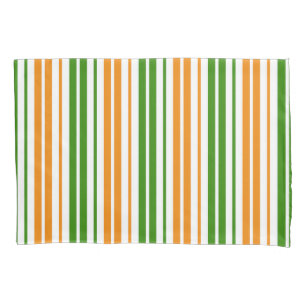White Orange Green Vertical Stripes Design Pillowcase