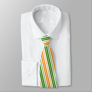 White Orange Green Vertical Stripes Design Tie