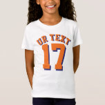White & Orange Kids | Sports Jersey Design T-Shirt<br><div class="desc">White & Orange Kids | Sports Jersey Design • Girls Jersey T-Shirt</div>