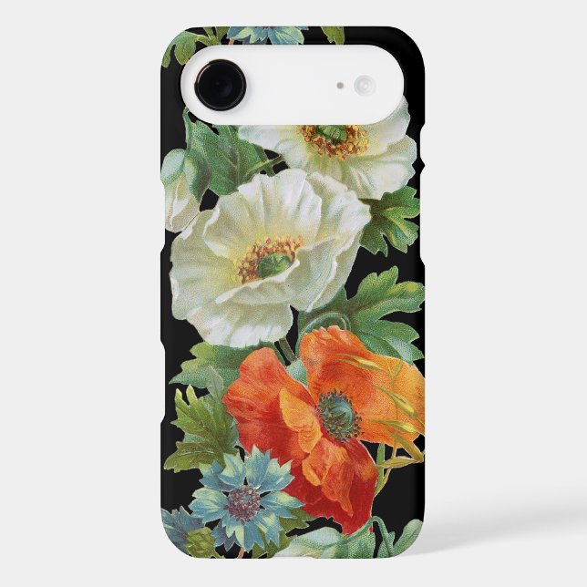 White Orange Poppies Vintage Floral Art (Back)