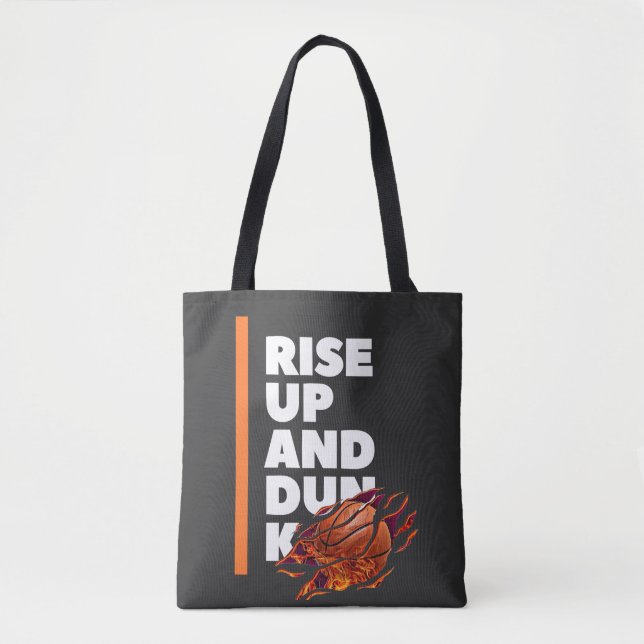 White Orange Rise Up And Dunk Shoulder Tote Bag (Front)