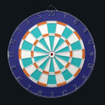 White, Orange, Turquoise, And Navy Dartboard<br><div class="desc">White,  Orange,  Turquoise,  And Navy Blue Coloured Dart Board Game Including 6 Brass Darts</div>