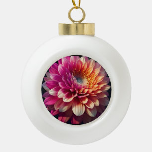 White Orange Yellow Pink Purple Blue Dahlia Flower Ceramic Ball Christmas Ornament