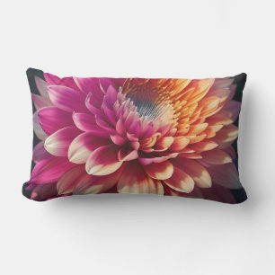 White Orange Yellow Pink Purple Blue Dahlia Flower Lumbar Cushion