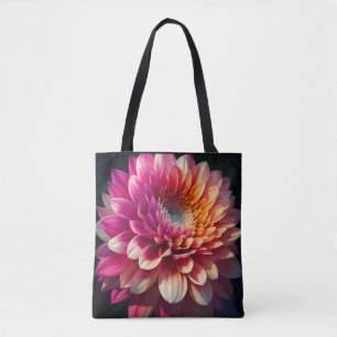 White Orange Yellow Pink Purple Blue Dahlia Flower Tote Bag