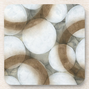 White Orbs & Brown Circles Coaster