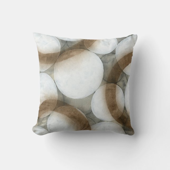 White Orbs & Brown Circles Cushion (Front)