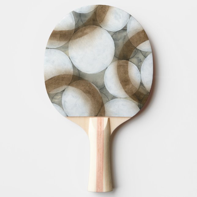 White Orbs & Brown Circles Ping Pong Paddle (Front)