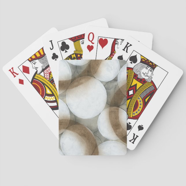 White Orbs & Brown Circles Playing Cards (Back)