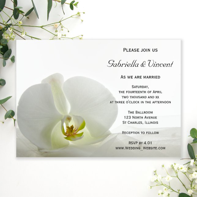 White Orchid and Bridal Veil Wedding Invitation (Creator Uploaded)
