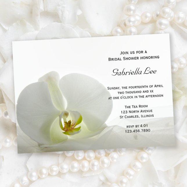 White Orchid and Veil Bridal Shower Invitation (Creator Uploaded)