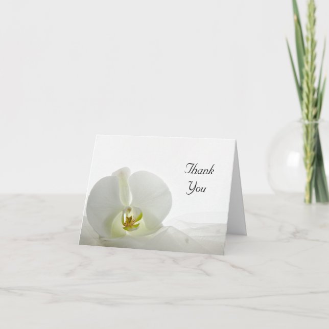 White Orchid and Veil Wedding Bridesmaid Thank You Card (Front)