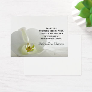 White Orchid and Veil Wedding Charity Favour Card