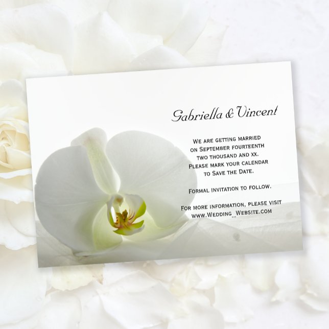 White Orchid and Veil Wedding Save the Date Invitation (Creator Uploaded)
