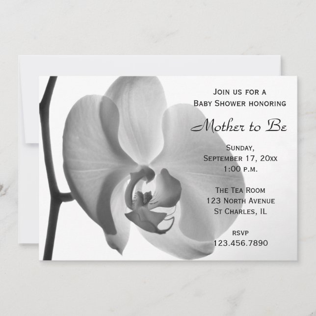White Orchid Baby Shower Invitation (Front)