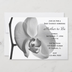 White Orchid Baby Shower Invitation