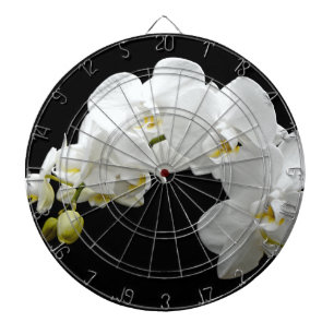 White Orchid Blossom Dartboard