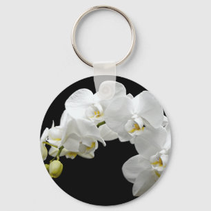 White Orchid Blossom Key Ring