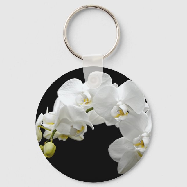 White Orchid Blossom Key Ring (Front)