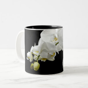 White Orchid Blossom Two-Tone Coffee Mug