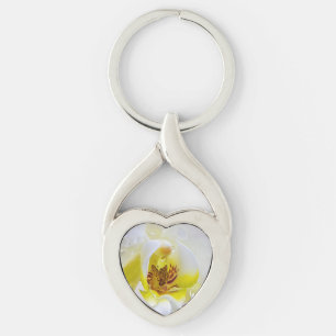 White Orchid Blossom Water Drop Key Ring