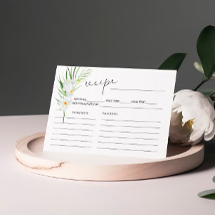 White Orchid Bridal Shower Recipe Card
