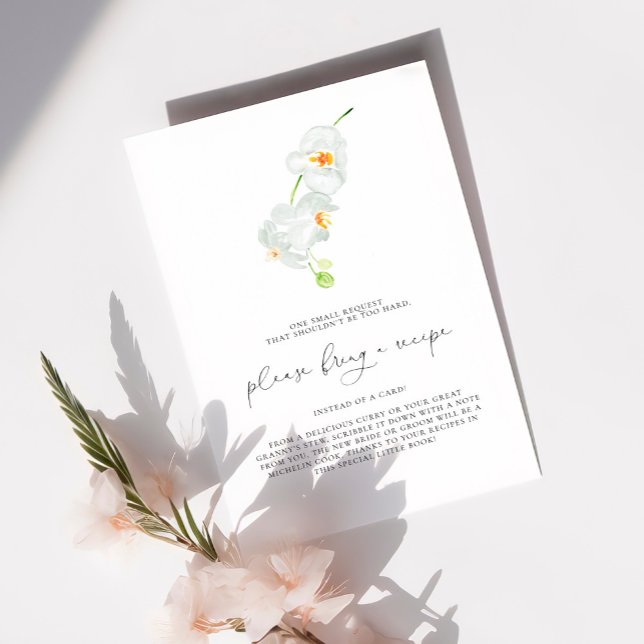 White Orchid | Bridal Shower Recipe Request Card (Creator Uploaded)