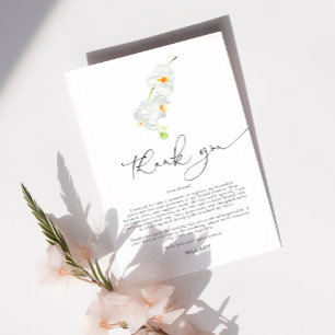 White Orchid   Bridal Shower Thank you note card