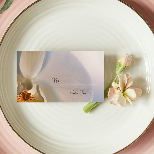 White Orchid Elegance Wedding Place Card (Creator Uploaded)