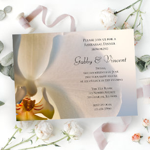 White Orchid Elegance Wedding Rehearsal Dinner Invitation
