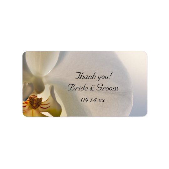 White Orchid Elegance Wedding Thank You Favour Address Label
