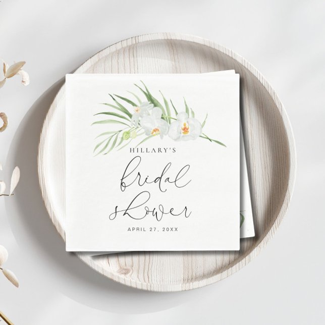 White Orchid | Elegant Tropical Bridal Shower  Napkin (Creator Uploaded)