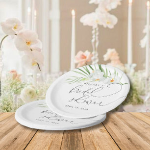 White Orchid   Elegant Tropical Bridal Shower  Paper Plate