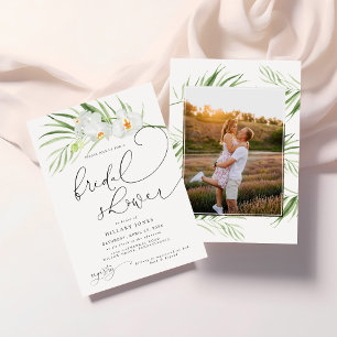White Orchid  Elegant Tropical Bridal Shower Photo Invitation