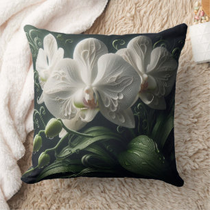 White Orchid Floral Cushion