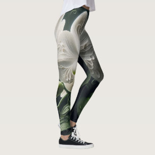 White Orchid Floral Leggings
