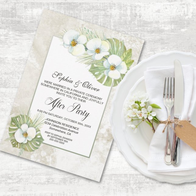 White Orchid Floral Wedding After Party Invitation (Creator Uploaded)