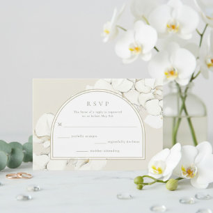 White Orchid Floral Wedding RSVP Card