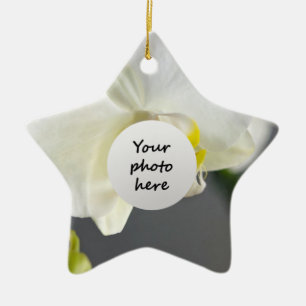 White Orchid Flower Ceramic Ornament