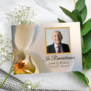 White Orchid Flower Death Anniversary Invitation