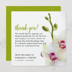 White Orchid Flower Funeral Thank You Card